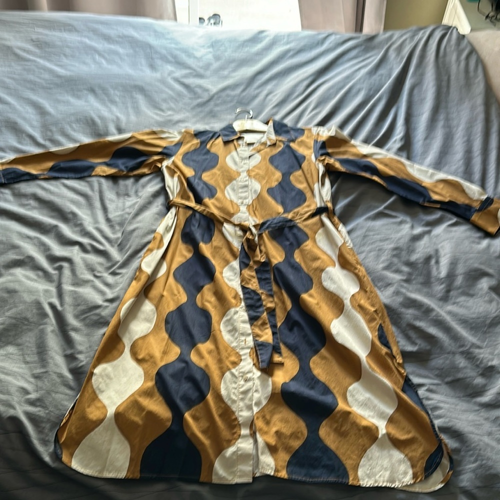 Marimekko brown printed long sleeve dress